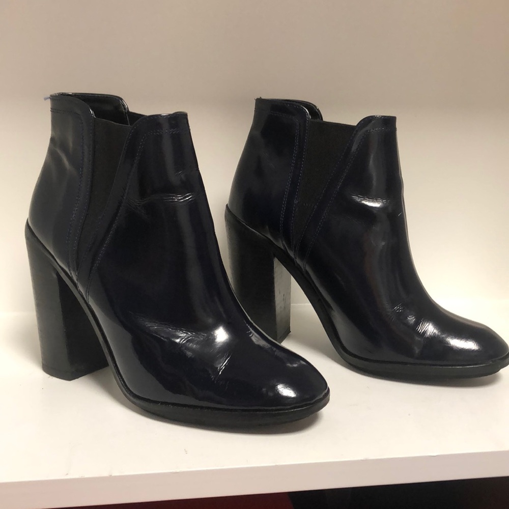 Navy Patent Boots